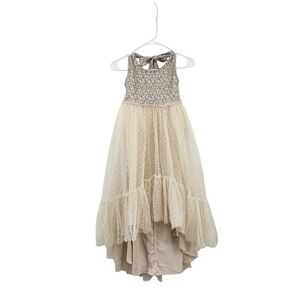 Joy Folie Girl's Floral Halter Hi-Low Tier Layered Tulle Dress